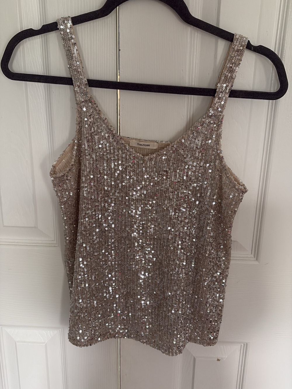 Maurices Champagne Sequin Camisole Tank Top